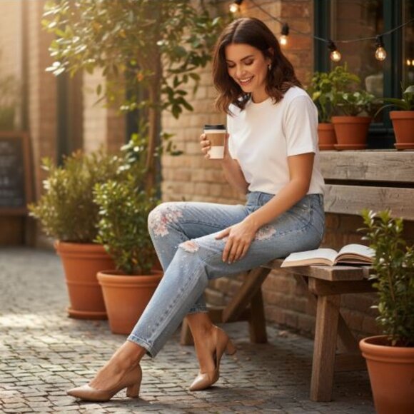 NWT Neuf Jean Only Skinny T27 Délavé Éclaboussures Peinture Effet Vintage Perles - Picture 1 of 10